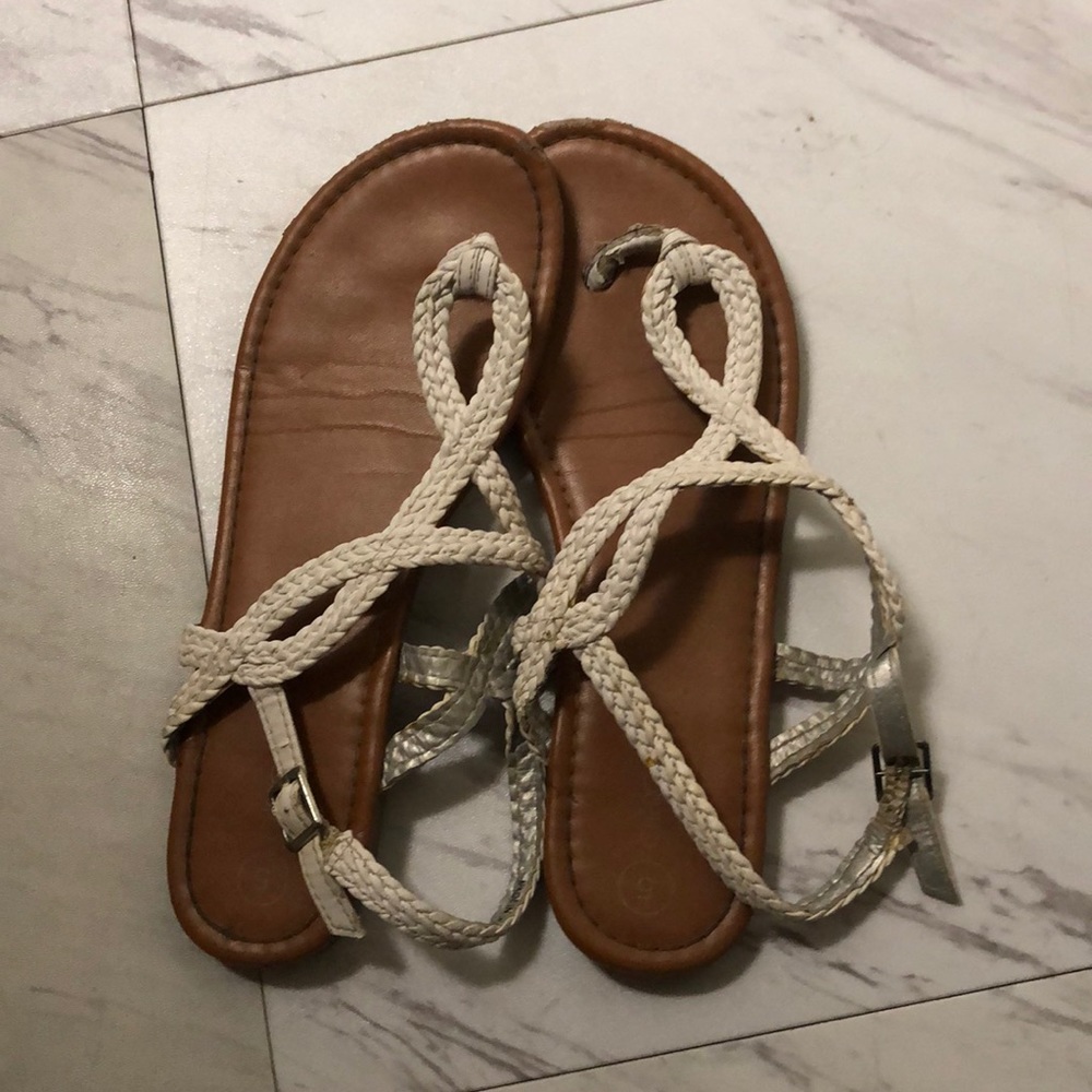 White and brown sandals